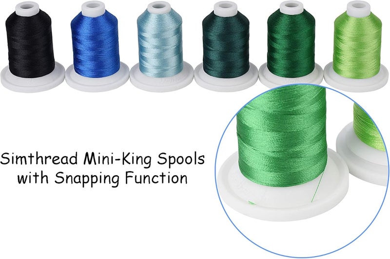 simthread Embroidery Machine Thread Kit 800Y 21 Spools Blue and Green Colors for Professional Embroidery Design - Image 3